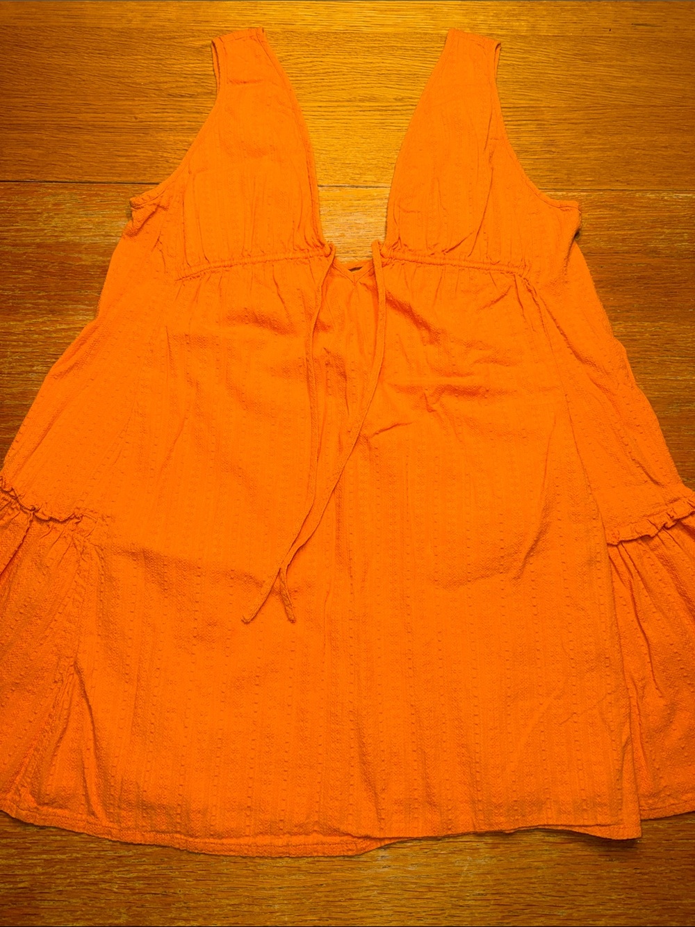 SHEIN Bright Orange Sleeveless Tie-Front Swim Coverup